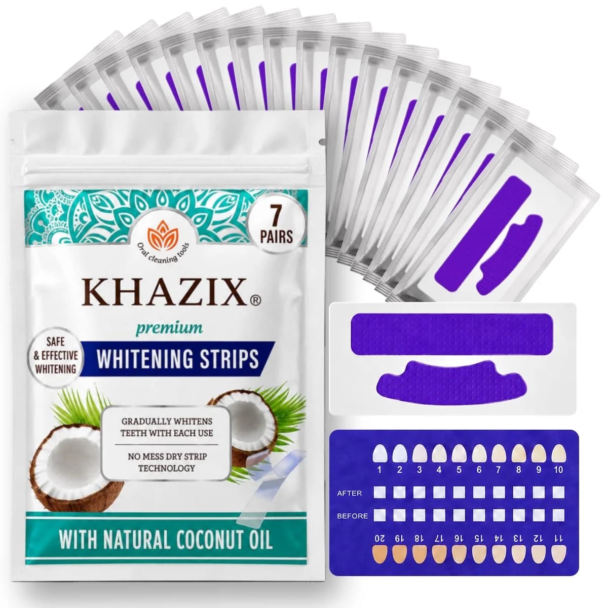 7 pairs Teeth Whitening Strips for Whiter-Looking Smile, Flexible Tooth Strips Easy to Apply for Daily Cosmetic Care This produ