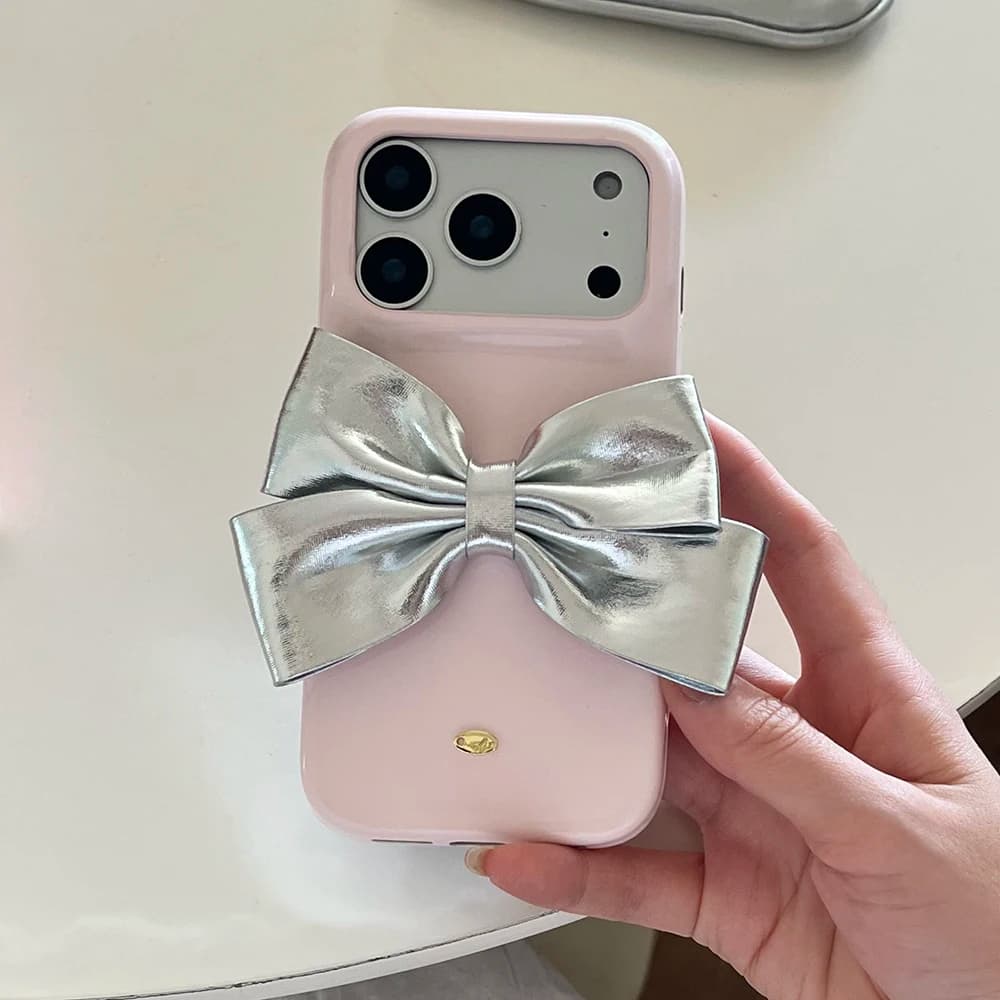 Custodia per telefono con fiocco in pelle rosa creativa INS per IPhone 16 15 13 14 17 Pro Max Custodia morbida in silicone antiurto