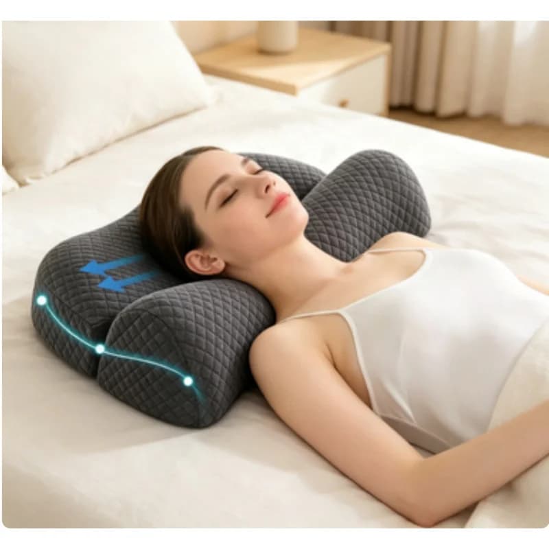 Cuscino ergonomico per il collo, cuscino ortopedico per il supporto cervicale, cuscino per dormire che allevia il dolore alle spalle per un riposo notturno confortevole