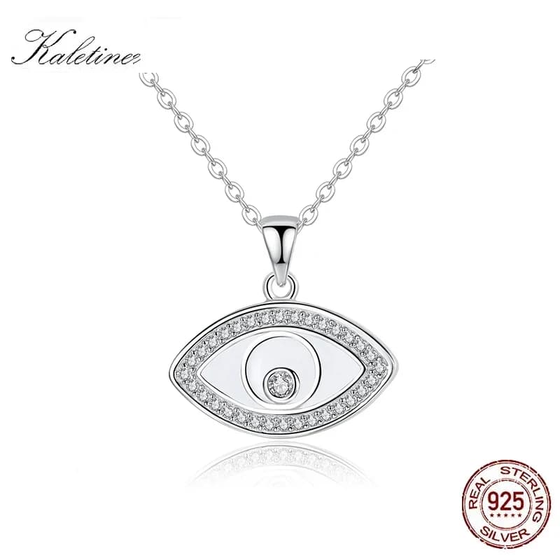 KALETINE Luck Turkey Blue Evil Eye Necklace 925 Sterling Silver Zircon Choker Necklace for Women Jewelry Link Chain