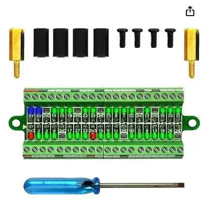 RPi GPIO status LED splitter module and patch board suitable for the Raspberry PI test