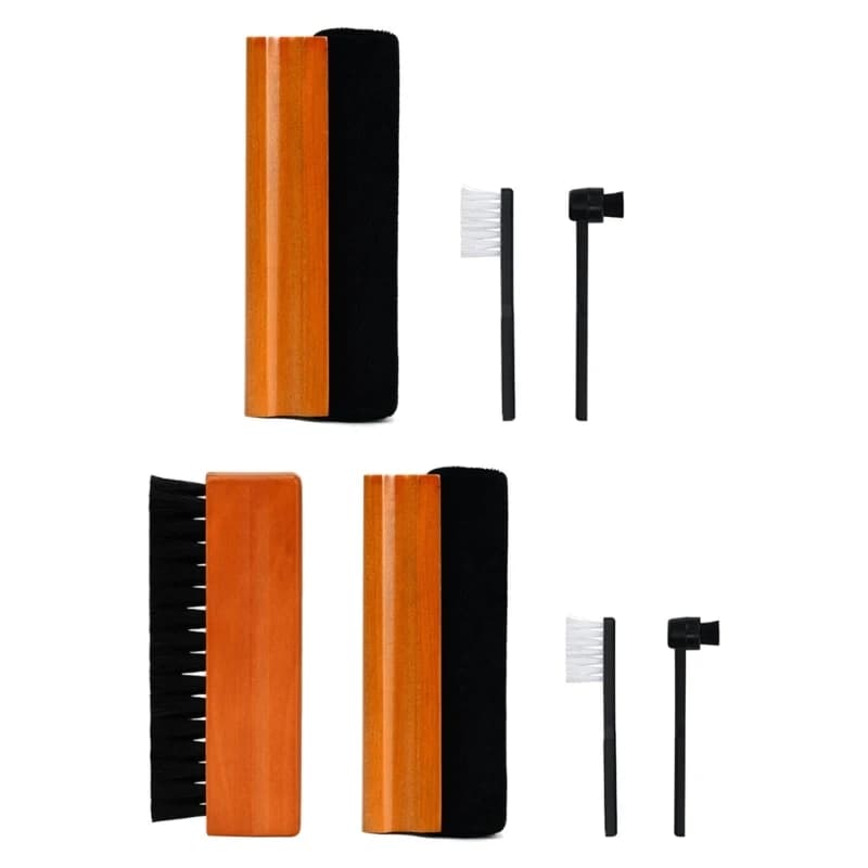 Professional Turntable Record Cleaner Brush, Soft Velvet, AntiStatic, Wood Grip Dust Remover Cleaning Liquid,Dust