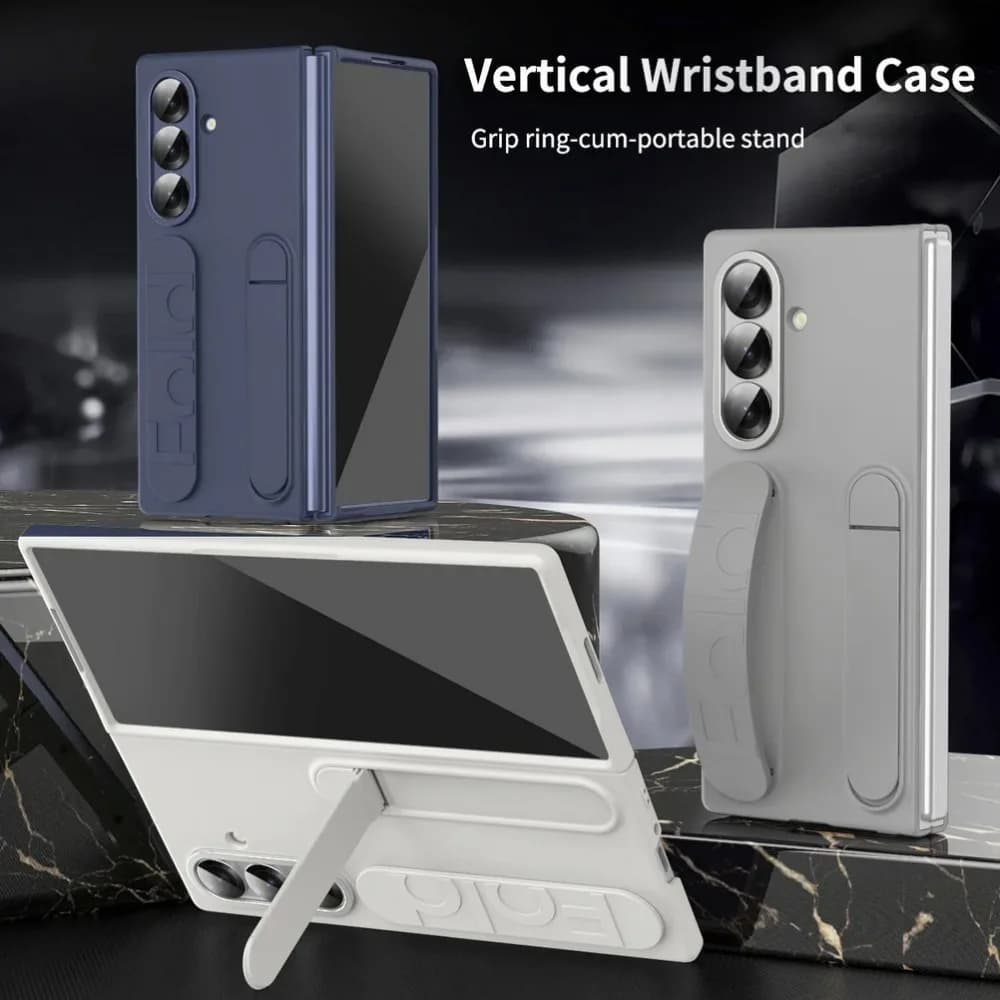 Custodia per telefono multifunzionale con supporto portatile per cinturino da polso di lusso per Samsung Z Fold 7 6 5 4 3 Custodia protettiva antiurto per cover posteriore