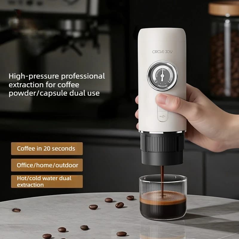 Macchina per Espresso Portatile con Pressione di 20 Bar, Macchina da Caffè Automatica con Serbatoio d'Acqua Grande per Uso Domestico e all'Aperto