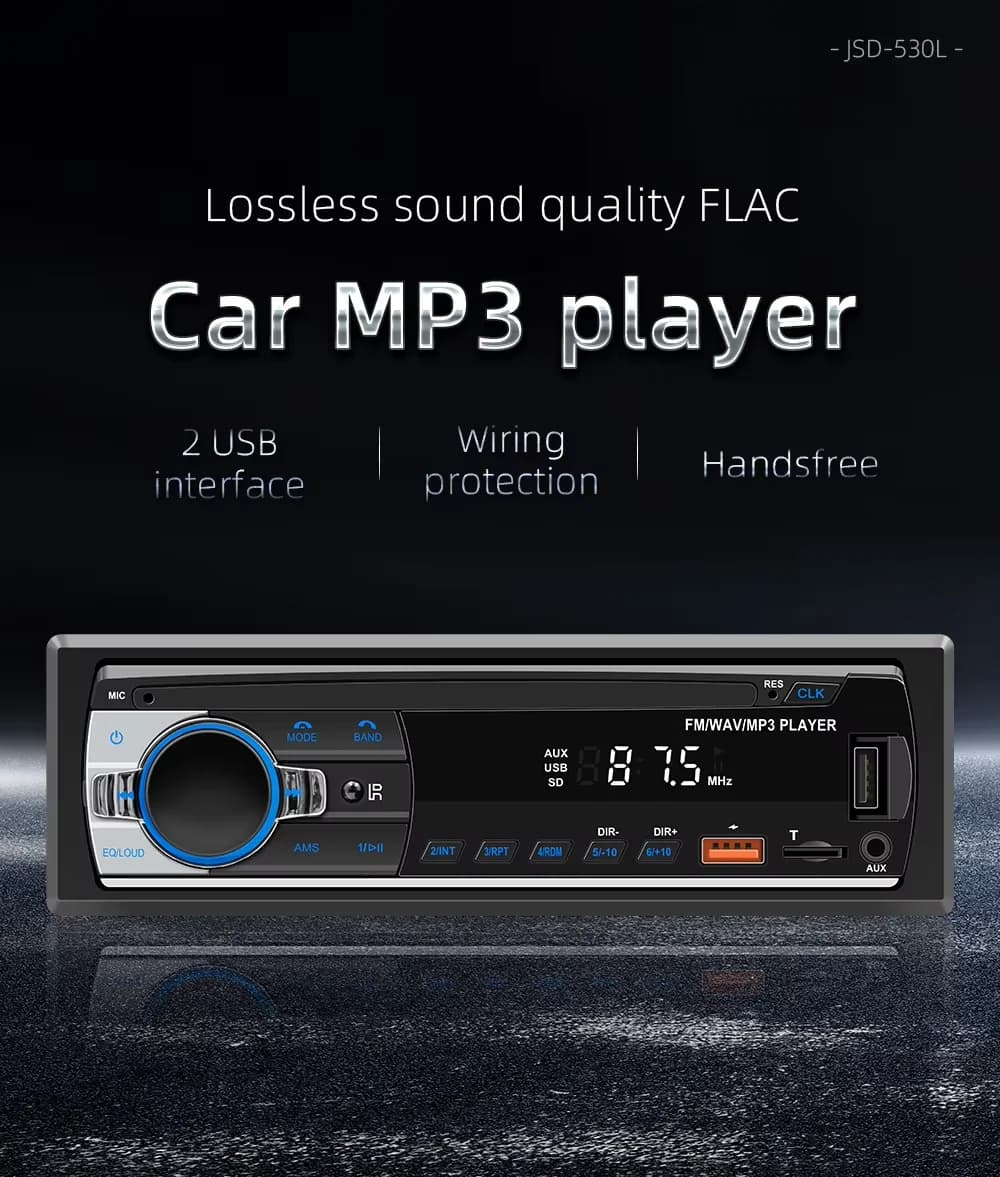 Car Radio Stereo Player Digital Bluetooth MP3 Player JSD-530 520 60Wx4 FM Audio Stereo Music USB/SD with Built-in AUX Input