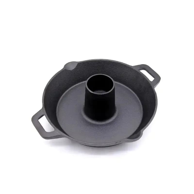 28cm Cast Iron Flat-Bottom Hot Pot Slow Cooker Frying Pan Induction Stove Gas Universal