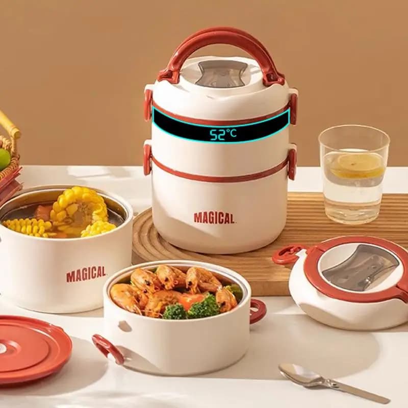 Portable Large Capacity Insulated Lunch Box Microwave Safe Food Grade Multi-layer Stainless Steel Lunch Bucket for Home And O...