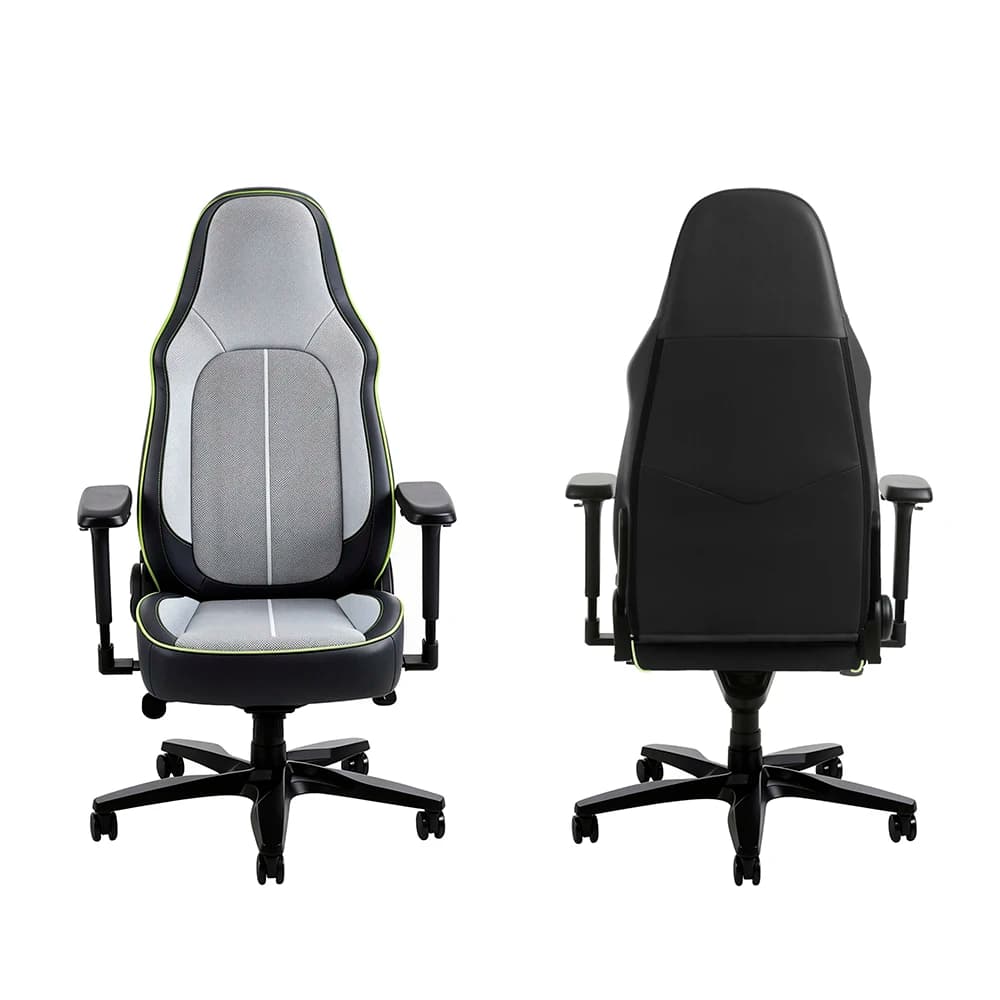 Sedia da Ufficio e Gaming Ergonomica con Supporto Lombare a Struttura Larga, in Pelle PU, Sollevamento a Gas a 4 Stadi, Braccioli Regolabili, Design Classico