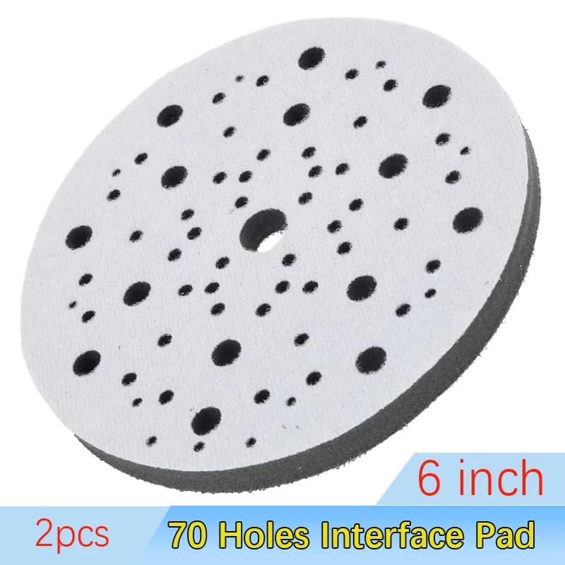 2 Pezzi Dischi di Supporto in Spugna Morbida a 70 Fori da 6 Pollici (150mm) con Velcro per Lucidatrice