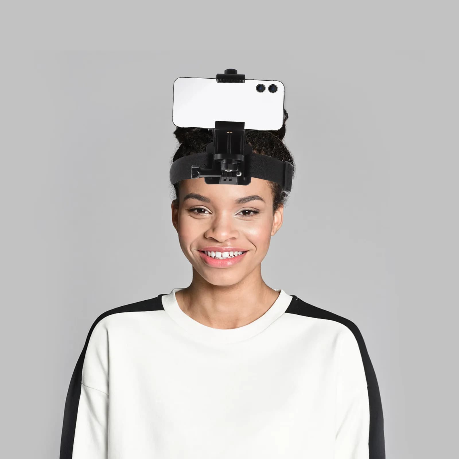 Supporto per telefono da testa regolabile per riprese in prima persona, supporto per cellulare per riprese dal vivo, supporto stabile per fotocamera sportiva