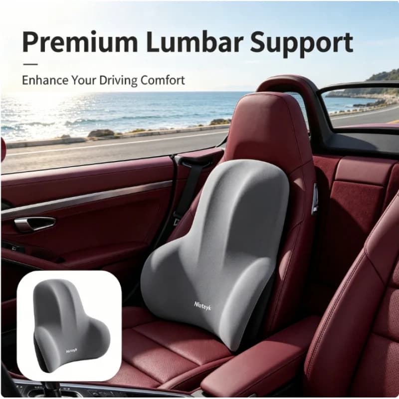 Cuscino Lombare Ortopedico Premium in Memory Foam, 2 Pezzi, Antiscivolo e Lavabile, per Sedile Auto, Sedia da Ufficio, Casa