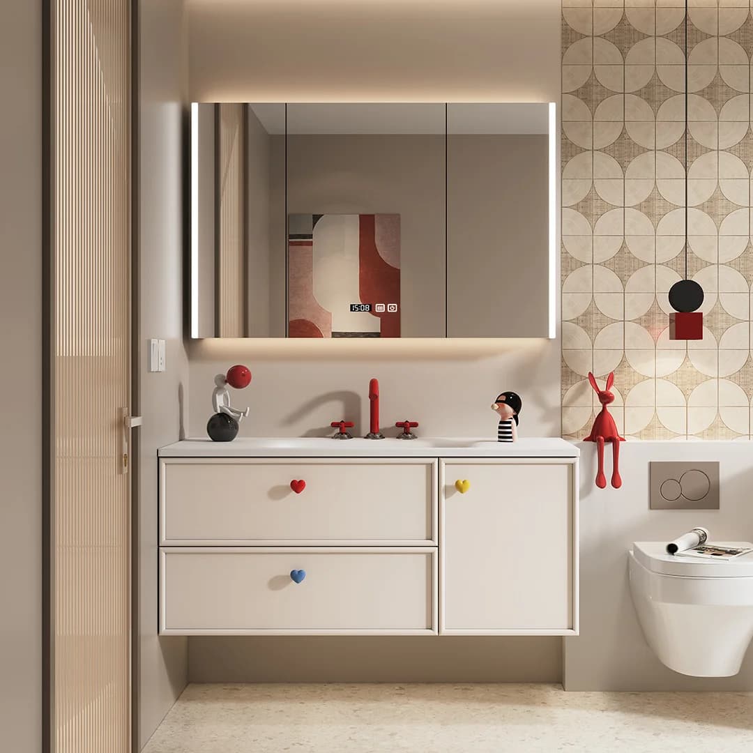 Cassetto lavabo mobiletto da bagno lavabo galleggiante specchio portaoggetti mobiletto da bagno parete moderna Meuble Salle De Bain mobili per la casa
