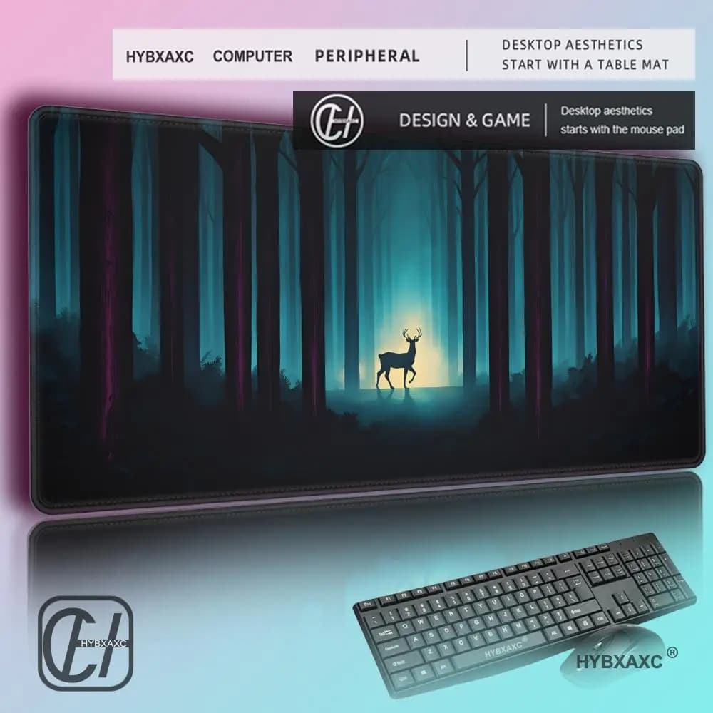 Tappetino per Mouse da Gaming HYBXAXC con Paesaggio Fantasy Oscuro, Base in Gomma, Tappetino Esteso per Tastiera