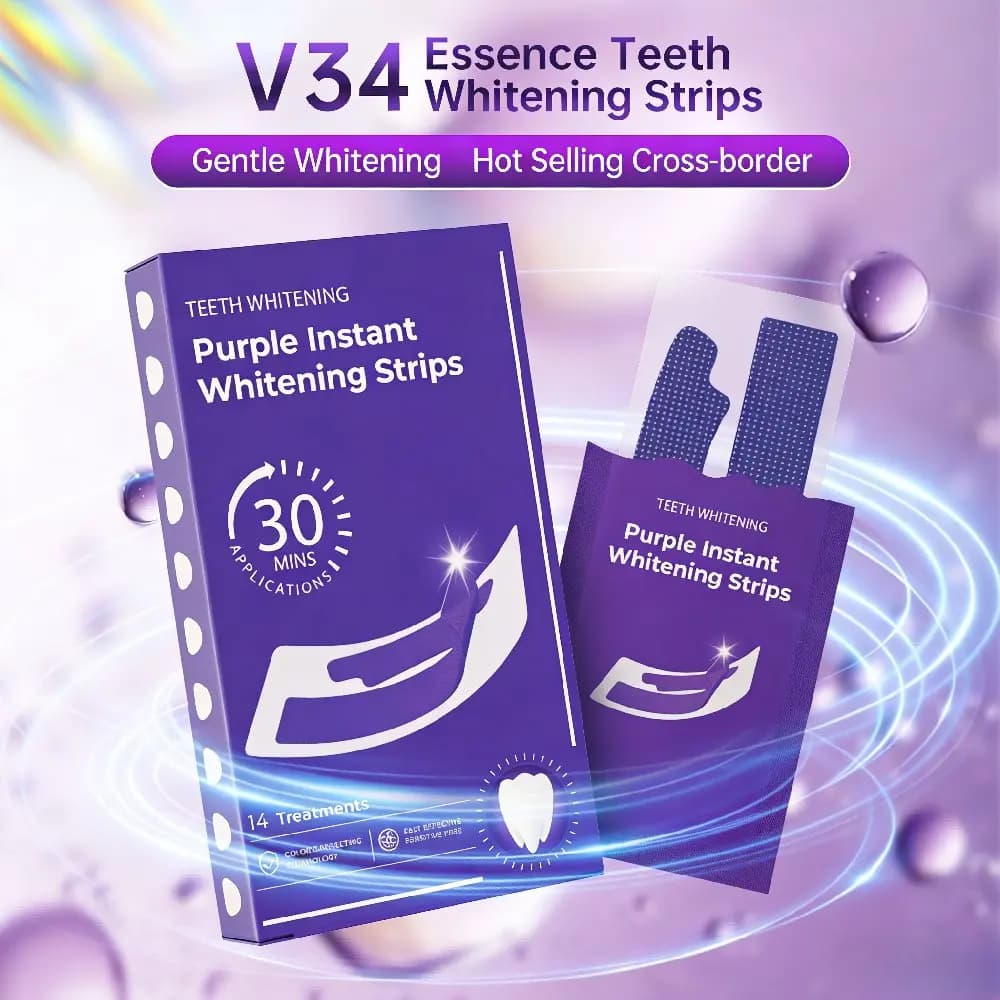 Strisce Sbiancanti per Denti Viola - Senza Sensibilità, Sbiancamento Istantaneo, Correttore del Colore, Strisce Sbiancanti per Denti da Usare a Casa per Denti Più Puliti