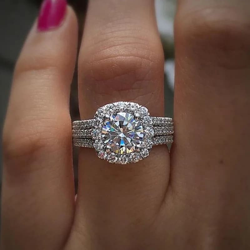 925 Sterling Silver Classic Square Moissanite Ring Light Luxury As Jewelry Gift For Women's Engagement Party