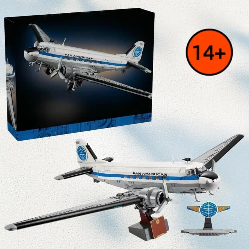 Set di Costruzioni Creative Iconiche 1903 Pezzi Douglas DC-3 Pan Am Airliner 11378 Compatibile con Giocattoli Fai-da-te, Regali per Amici