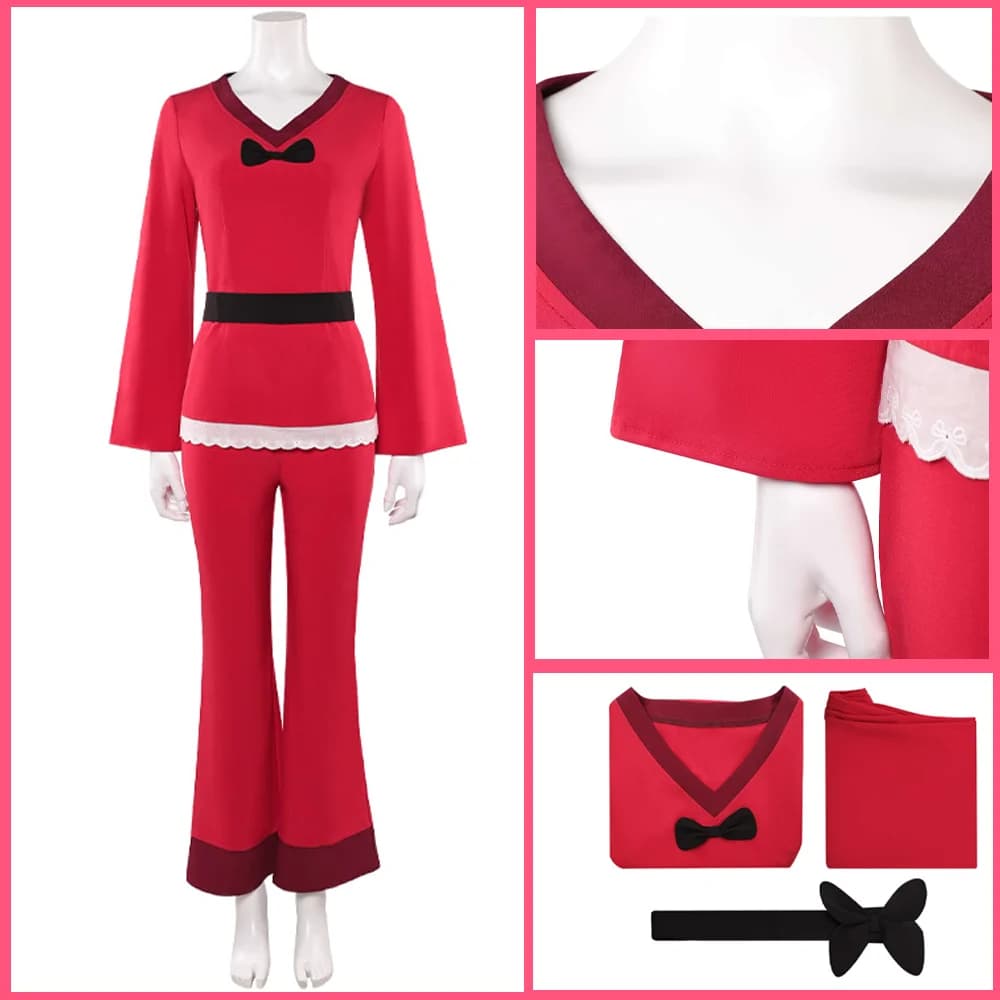 Charlie Morningstar Costume Cosplay Parrucca Pigiama Camicia da notte Yukata Accappatoio Halloween Party Travestimento Accessori Donne adulte