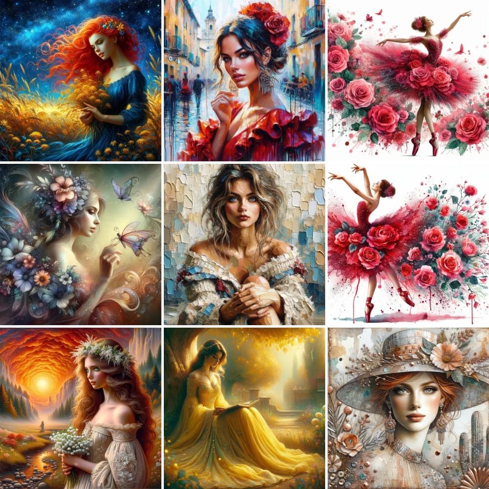 Ritratto Ragazza Fiori Pre-Stampato 11CT Punto Croce Kit Completo Ricamo Pittura Artigianato Cucito Mestiere Mulina Vendite Diverse
