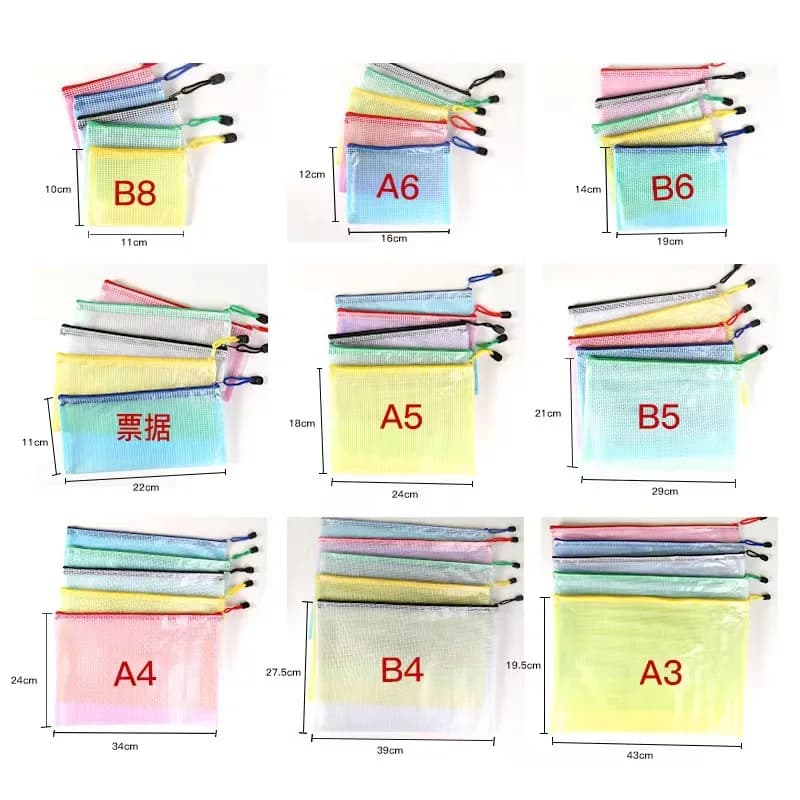 1 pz A4 A5 A6 borsa per documenti cartella di immagazzinaggio di cancelleria File Mesh Zipper Pouch cartelle di File con cerniera forniture per ufficio scolastico stazionario