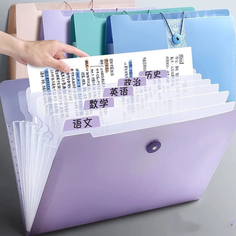 8 Grids Organ File Folder Document Organizer Large Capacity Paper Documents Folder Office School Supplies A4 Expanding File Bag