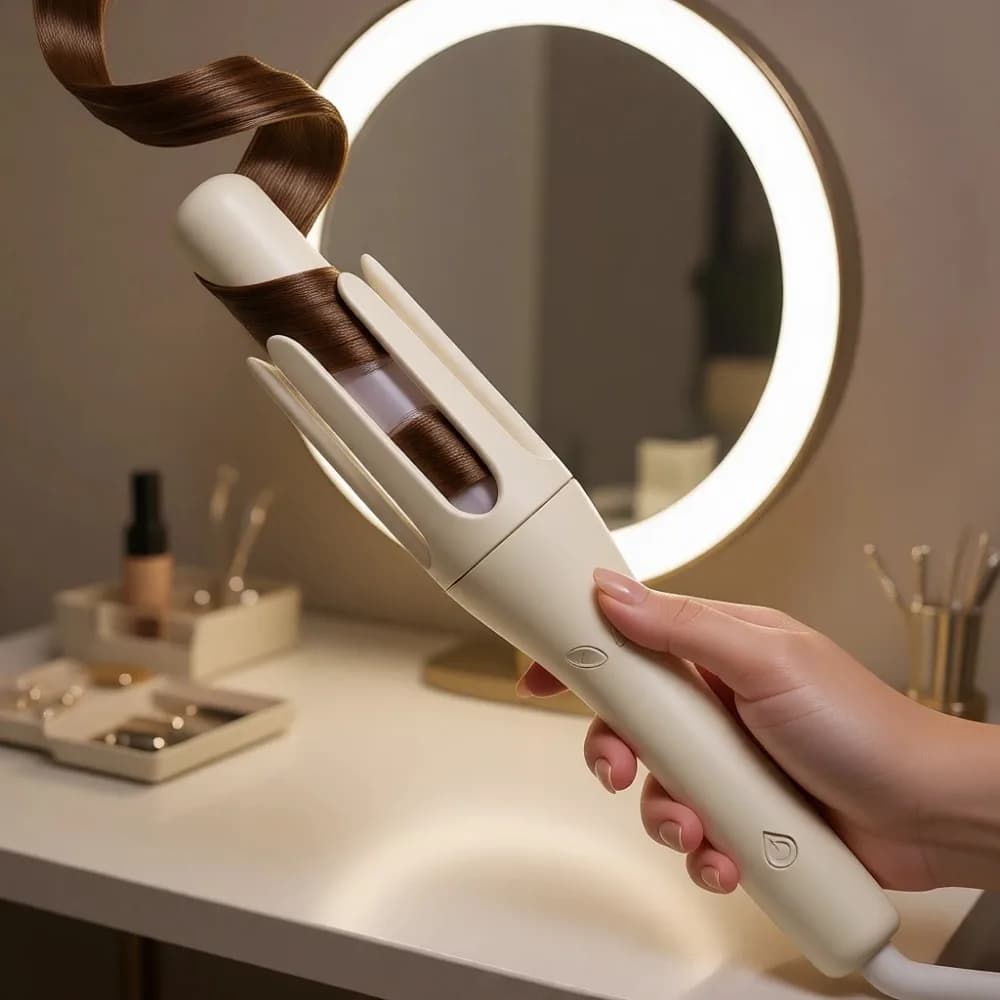 Ferro Arricciacapelli Automatico Rotante da 1 1/4 Pollici, 3 Temperature, Ionico, Riscaldamento Rapido, Anti-Scottatura, Senza Grovigli, per Capelli Lunghi