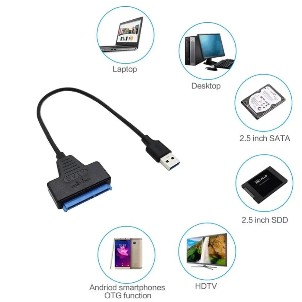 Cavo Sata III a 22 pin Cavo USB 3.0 SATA 3 Adattatore Sata a USB 3.0 Fino a 6 Gbps Supporto Disco rigido SSD HDD esterno da 2,5 pollici