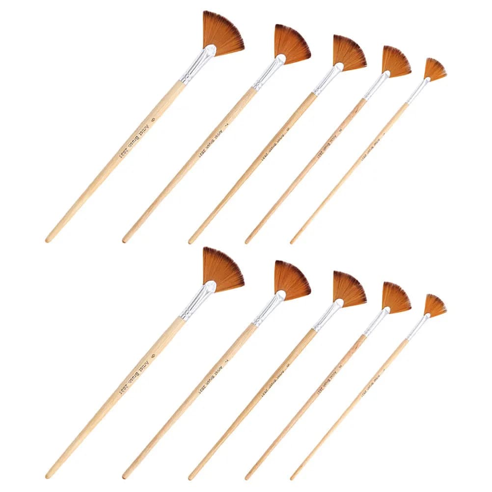 10Pcs Paint Brush Set Ergonomic Flat Designed Watercolor Brushes for Acrylic Painting Stencil Projects Portable Convenient