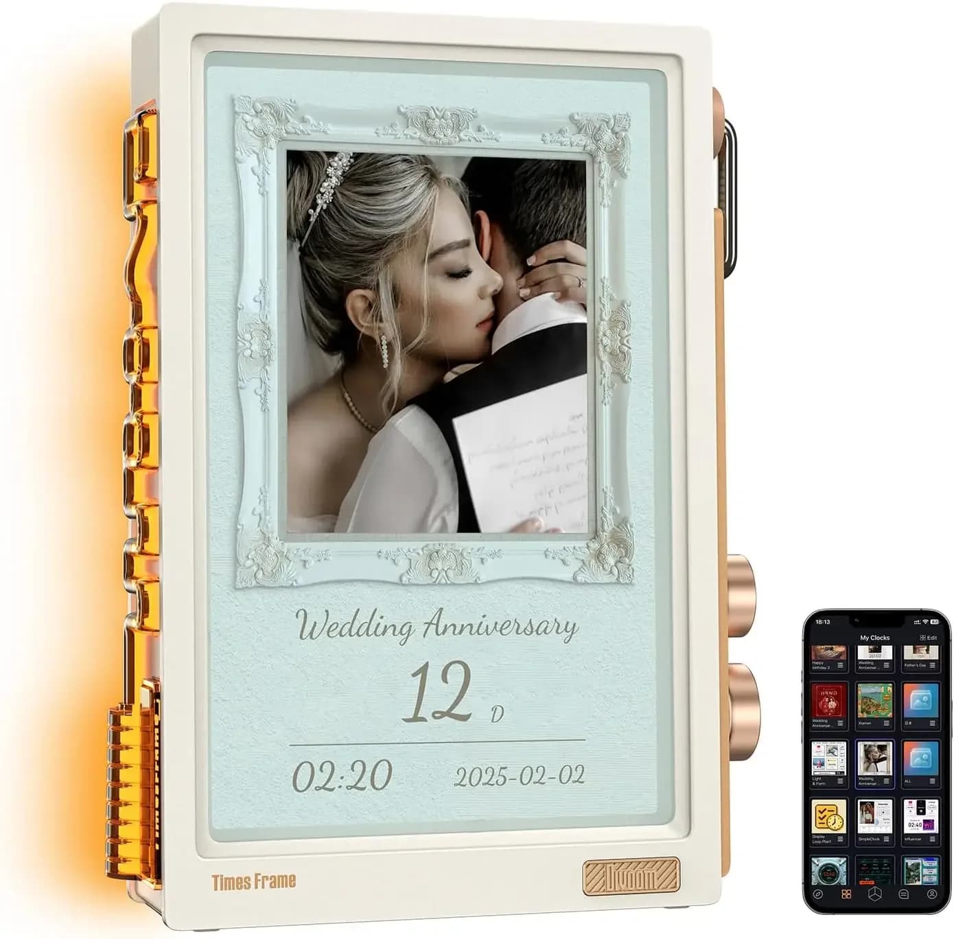 Cornice Digitale WiFi Times Frame-10.1" con 64GB, App Gratuita Senza Costi di Abbonamento, Supporta l'Incarico di Foto/Video/Calendario