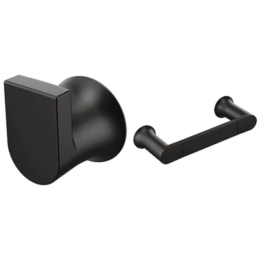 Genta Matte Black Modern Single Robe o portaasciugamani nero opaco BH3803BL e barra portaasciugamani da 6,8 pollici (BH3886BL)