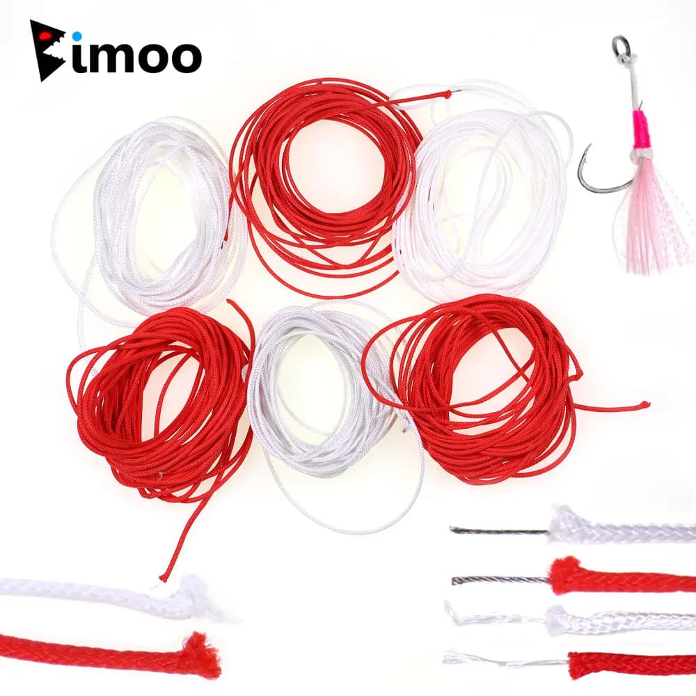 5M 16 Strands PE Braided Line Hollow Core PE Core Steel Wire Core Jig Assist Hook Line Sea Fishing Jigging Assist Hook Rope Cord