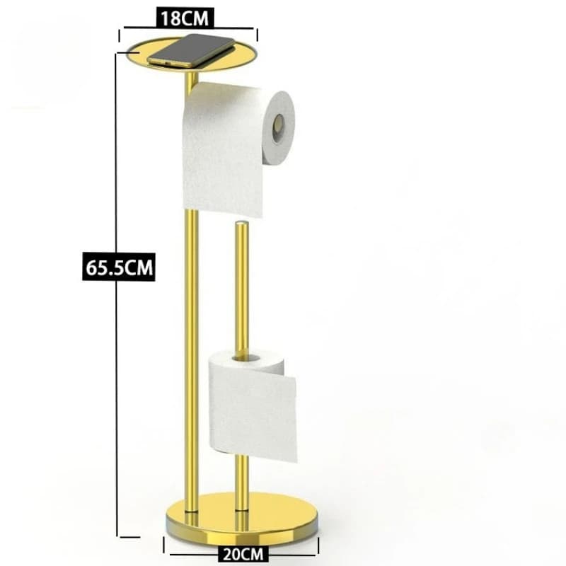 Portarotolo da Bagno Nero, Oro e Bianco con Vassoio Porta Telefono, Accessori Bagno, Porta Carta Igienica e Asciugamani