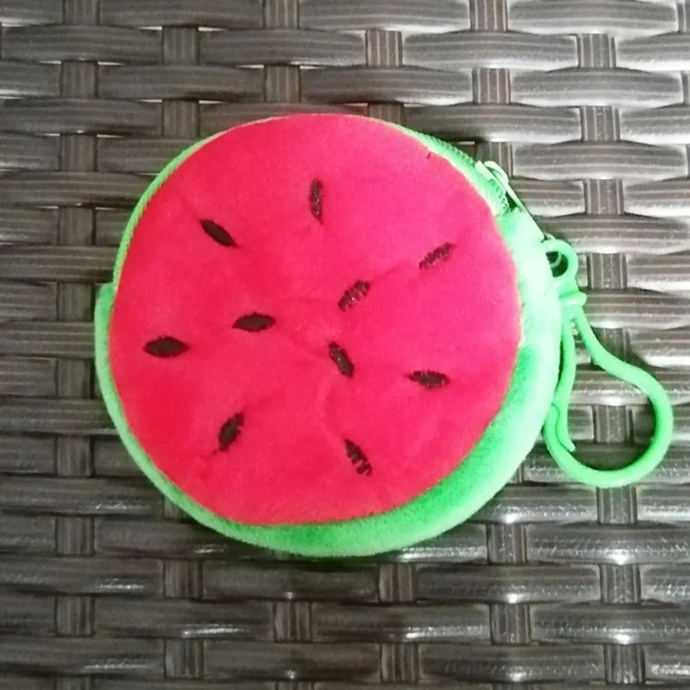 Portamonete Super Morbido da 8 cm a Forma di Frutta con Gancio, Portamonete a Forma di Anguria, Piccolo Portamonete Arancione da 8 cm per Chiavi/Monete