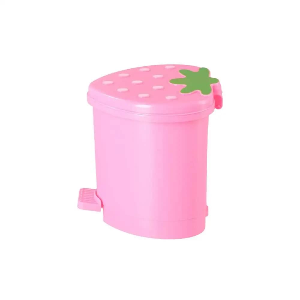 Contenitore per Rifiuti a Forma di Fragola, Rosso, Riutilizzabile, Decorativo con Coperchio Sigillante, Lavabile, Cestino per Spazzatura