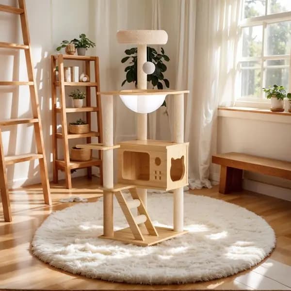 Torre moderna per gatti da 488' con tiragraffi in sisal, posatoio superiore e amaca in acrilico per gatti da interni
