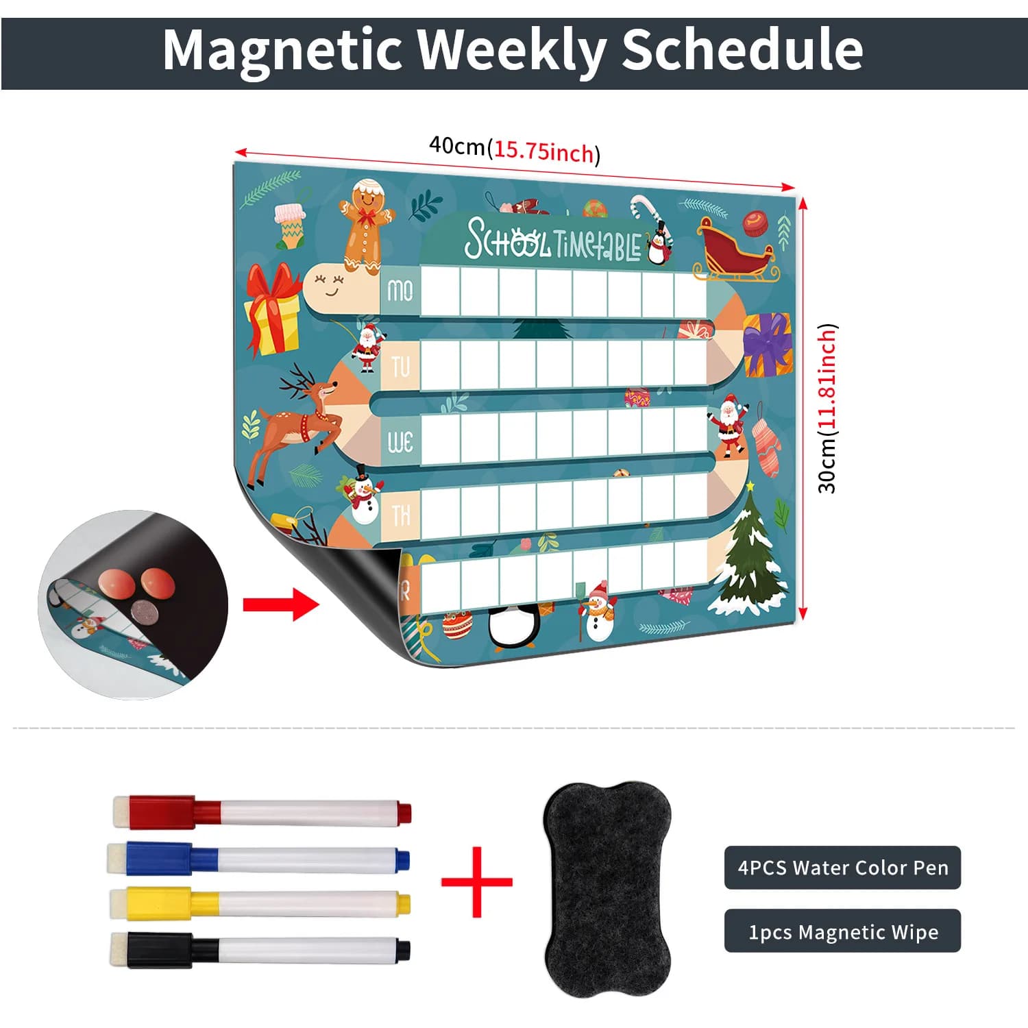 Adesivo per lavagna magnetica 30x40 cm con gomma per penna Lavagna autoadesiva per organizer per pianificatore di studio per frigorifero