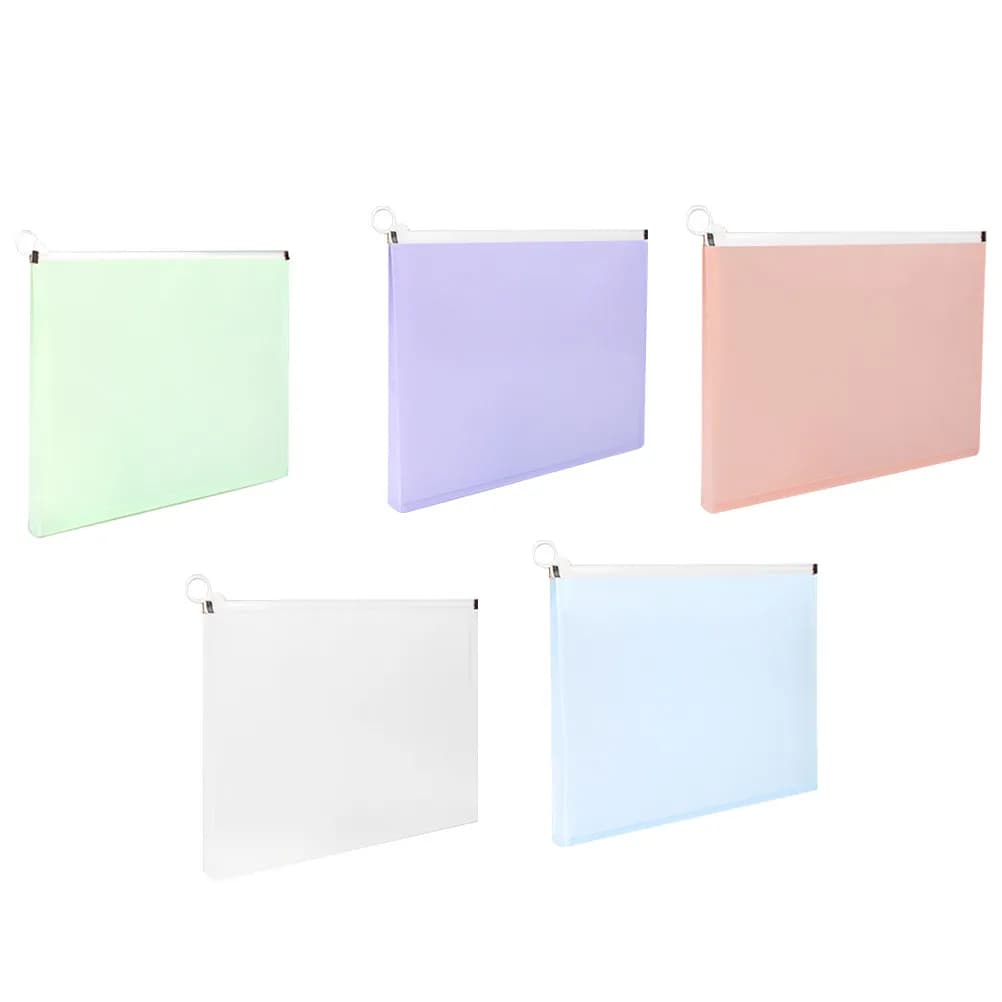 5Pcs File Folder Pencil Cases Wear-Resistant Zipper Pouches Multiuse Large Capacity Pen Storage Bags Makeup Organizer