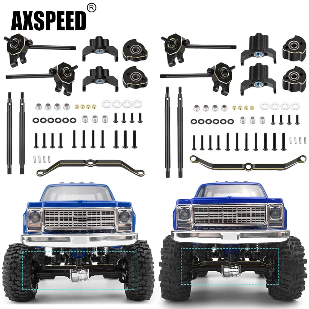 AXSPEED Extended Metal Kit Knuckles Caster Blocks C-hubs Weights CVD Steering connection for TRX-4M 1/18 RC Crawler Car Upgrade Parts