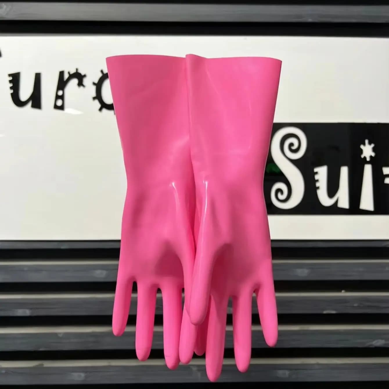 Pink Rubber Fashion Gloves Club wear