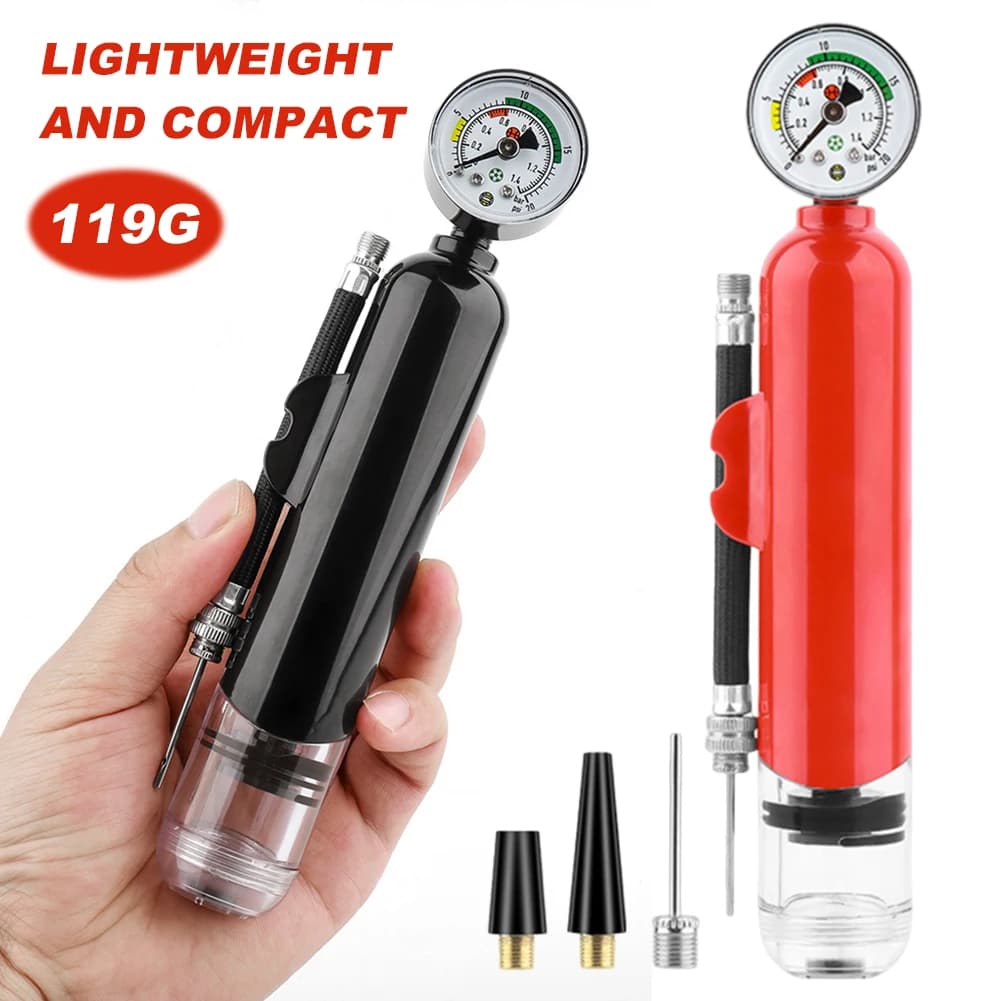 Pompa per Bicicletta Portatile 20PSI con Manometro, Gonfiatore Manuale per Pneumatici, Impermeabile, per Moto e Accessori Sportivi