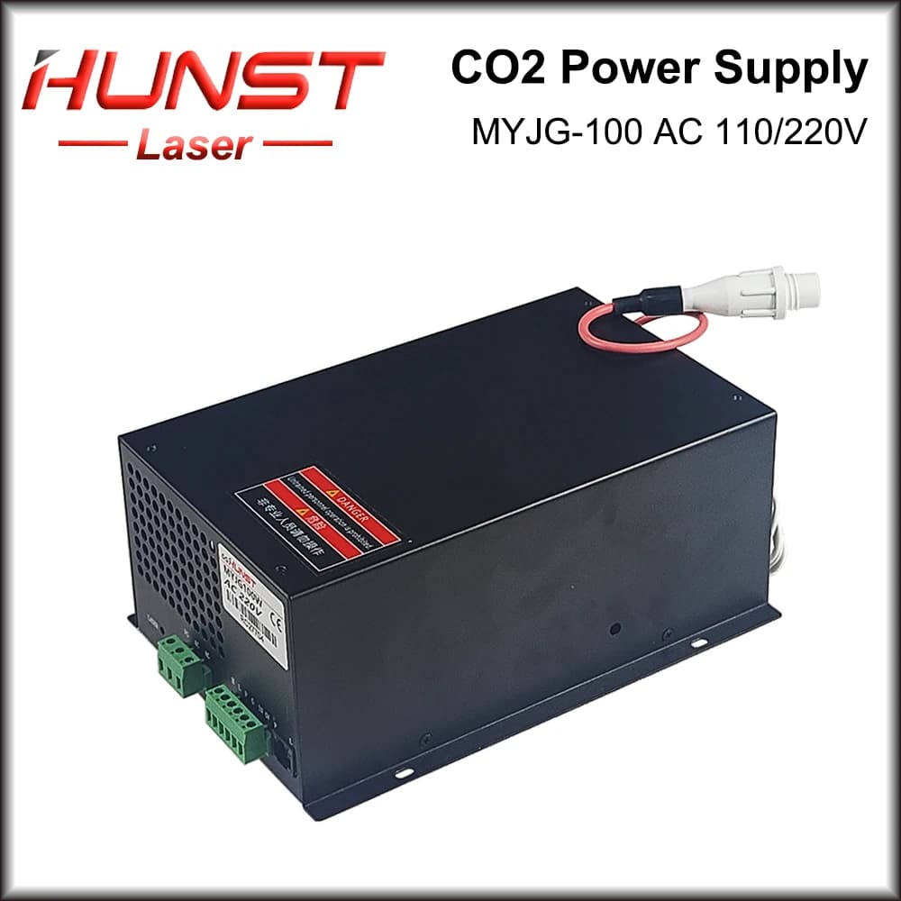 L'alimentatore laser CO2 HUNST MYJG 100 W supporta la tensione 110 V/220 V e viene utilizzato per macchine per incisione e taglio laser da 80 W 100 W.