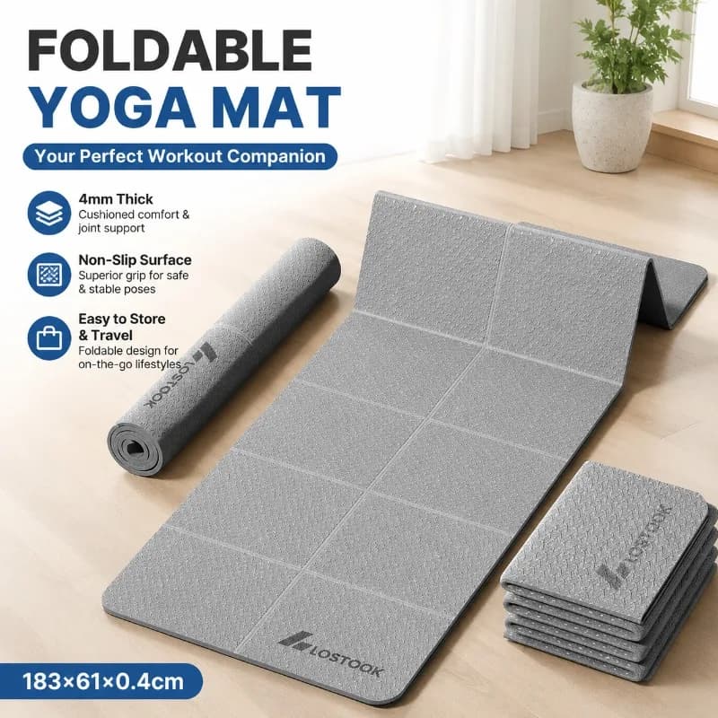 Portable Foldable Yoga Mat Non-slip Thickened Widened Exercise Cushion Silent Home Fitness Pad Soft Shock-absorbing Workout Mat