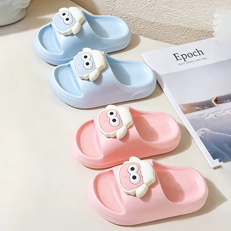 Cute 3D Sheep Kids EVA Slippers Non Slip Soft Thick Sole Children Shower Slides Open Toe Beach Sandals