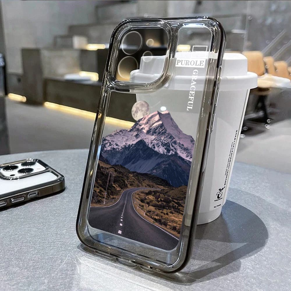 Custodia per telefono Moon per Iphone 16 Pro Custodia per iPhone 15 11 14 13 12 Pro Max 14 15 16 Plus XR Max 7 8 SE Fundas Cover in silicone per montagna
