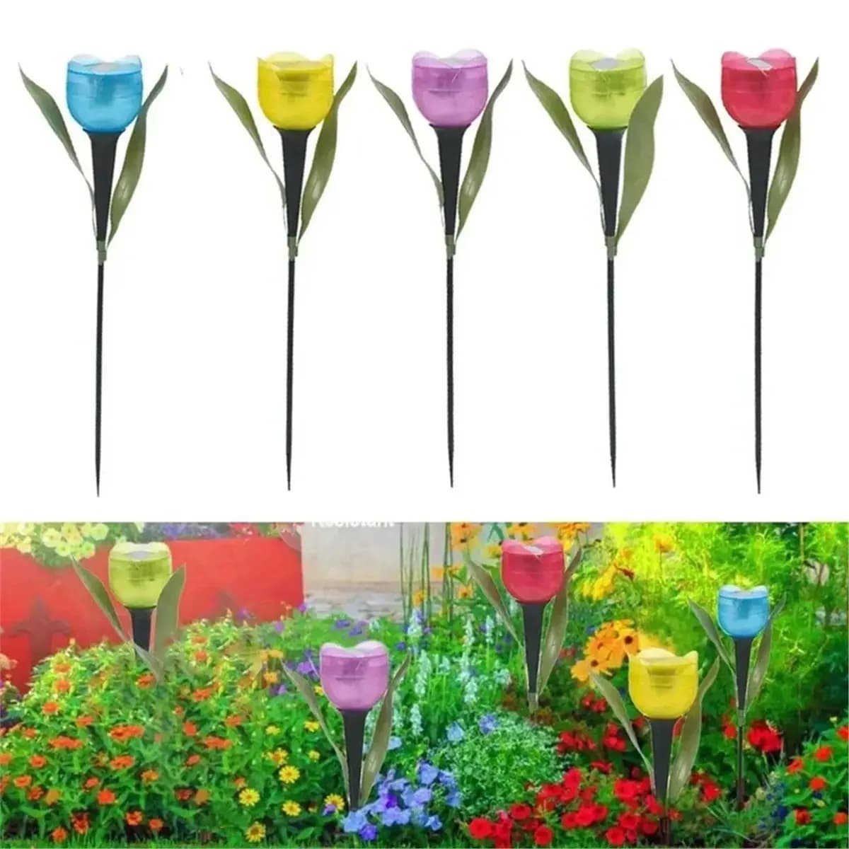 POPULAR-Solar Tulip Garden Lights LED Waterproof Auto on/Off for Outdoor Night Decor