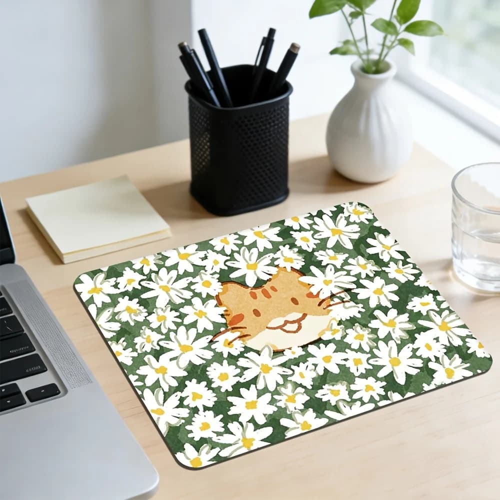 Tappetino per mouse con motivo gattino, base in gomma antiscivolo, tappetino da scrivania per giochi, tappetino per mouse per computer, per PC portatile