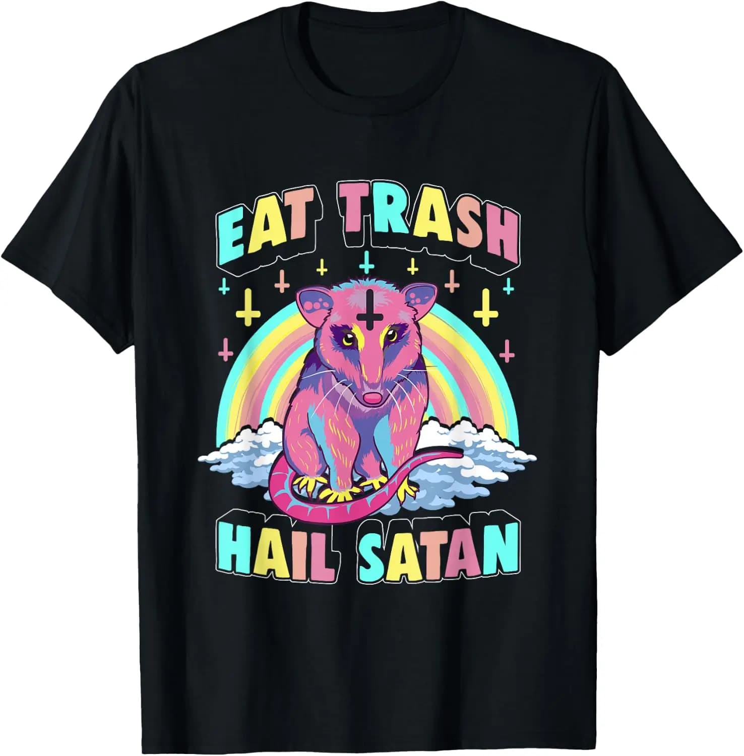 Eat Trash Hail Satan Kawaii Pastel Goth Possum T-Shirt Comedy Interesting Cute