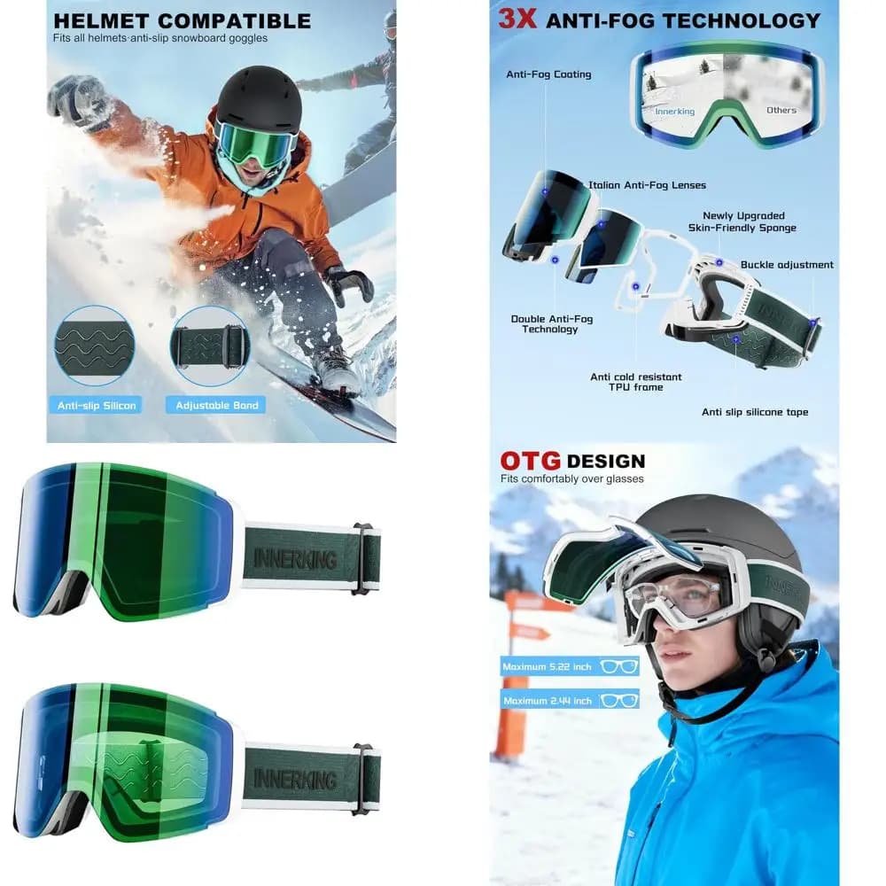Occhiali da sci e snowboard fotocromatici rivoluzionari con protezione antiappannamento, UV400 e funzione ribaltabile magnetica