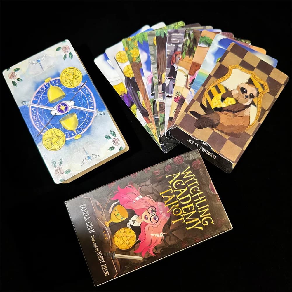 78 carte goffrate fronte-retro, mazzo di tarocchi Witch Academy 12×7 cm, carte oracolo per divinazione, adatte per giochi da tavolo e regali