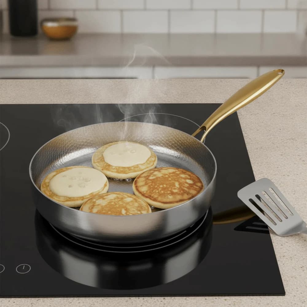 Titanium Alloy Hammered Texture Frying Pan Fast Heating Scratch Resistant Non-stick Pot Uncoated Wear-resistant Fried Wok Chef