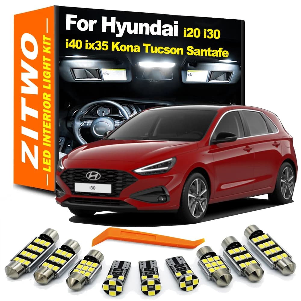 Kit di lampadine a LED per interni auto, luce bagagliaio, luce targa per Hyundai i20N i30N i20 i30 i40 ix35 Kona Tucson Ioniq Santafe